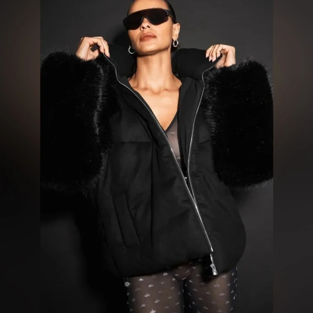 ALO YOGA La Premiere Opulent Faux Fur Stunner Jacket Size S/M